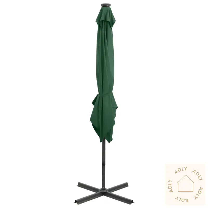 Hengende Hageparasoll Med Stang Og Led-Lys Grønn 250 Cm