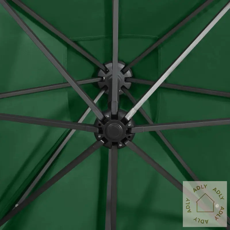 Hengende Hageparasoll Med Stang Og Led-Lys Grønn 250 Cm