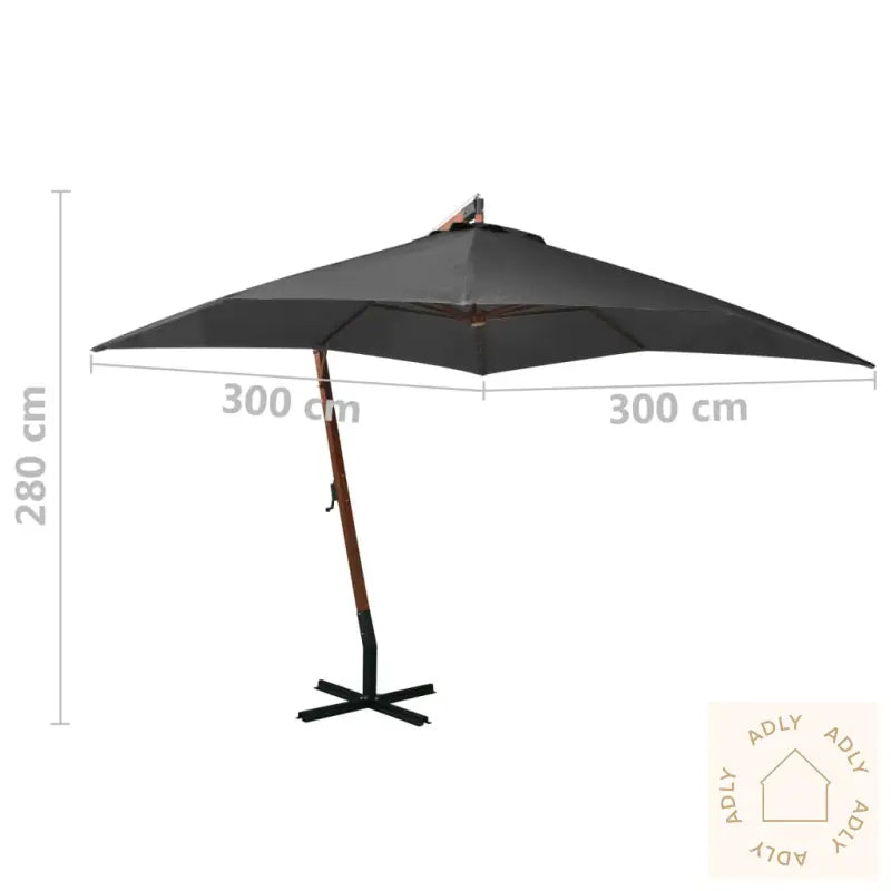 Hengende Hageparasoll Med Stolpe Antrasitt 3X3 M Heltre Gran