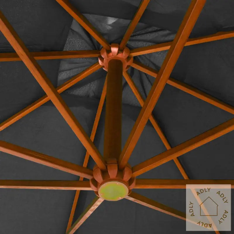 Hengende Hageparasoll Med Stolpe Antrasitt 3X3 M Heltre Gran