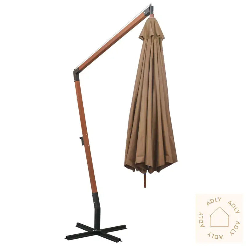 Hengende Hageparasoll Med Stang Gråbrun 3,5X2,9 M Heltre Gran