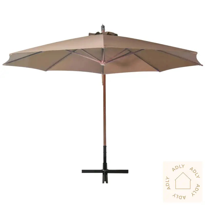 Hengende Hageparasoll Med Stang Gråbrun 3,5X2,9 M Heltre Gran