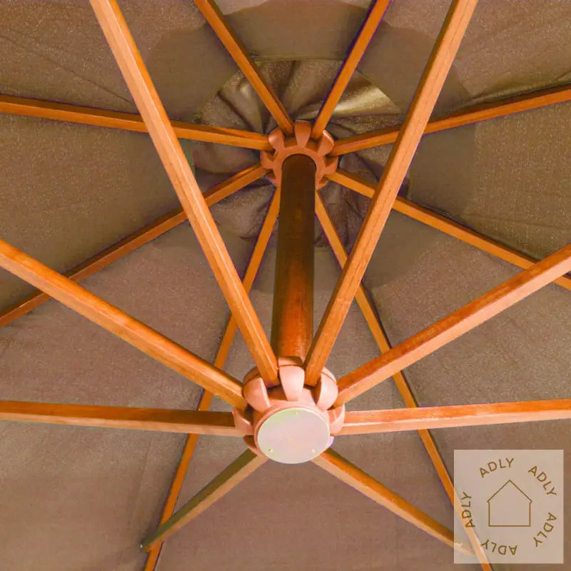 Hengende Hageparasoll Med Stang Gråbrun 3,5X2,9 M Heltre Gran