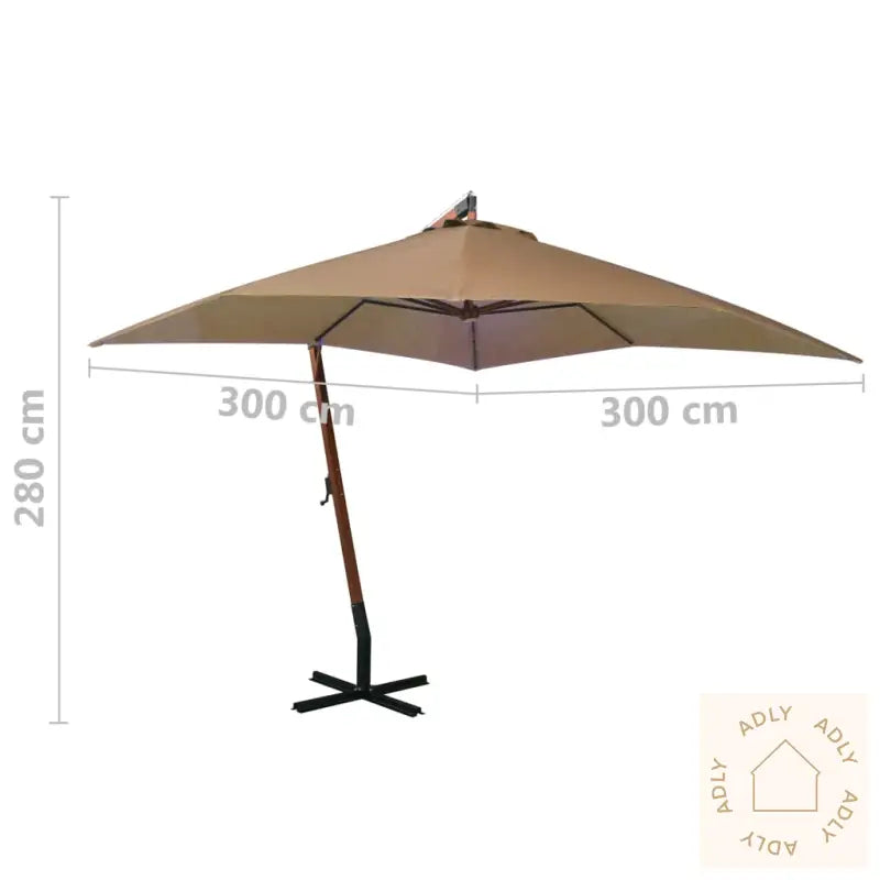 Hengende Hageparasoll Med Stolpe Gråbrun 3X3 M Heltre Gran