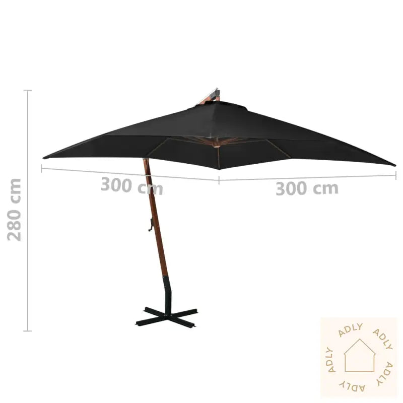 Hengende Hageparasoll Med Stolpe Svart 3X3 M Heltre Gran