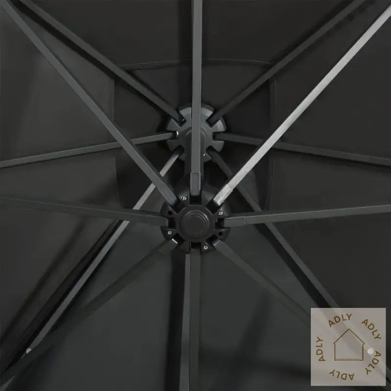 Hengende Hageparasoll Med Stang Og Led-Lys Antrasitt 250 Cm