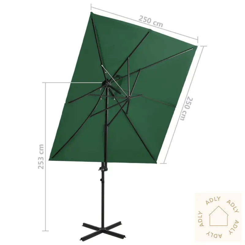 Hengende Hageparasoll Med Dobbel Topp Grønn 250X250 Cm