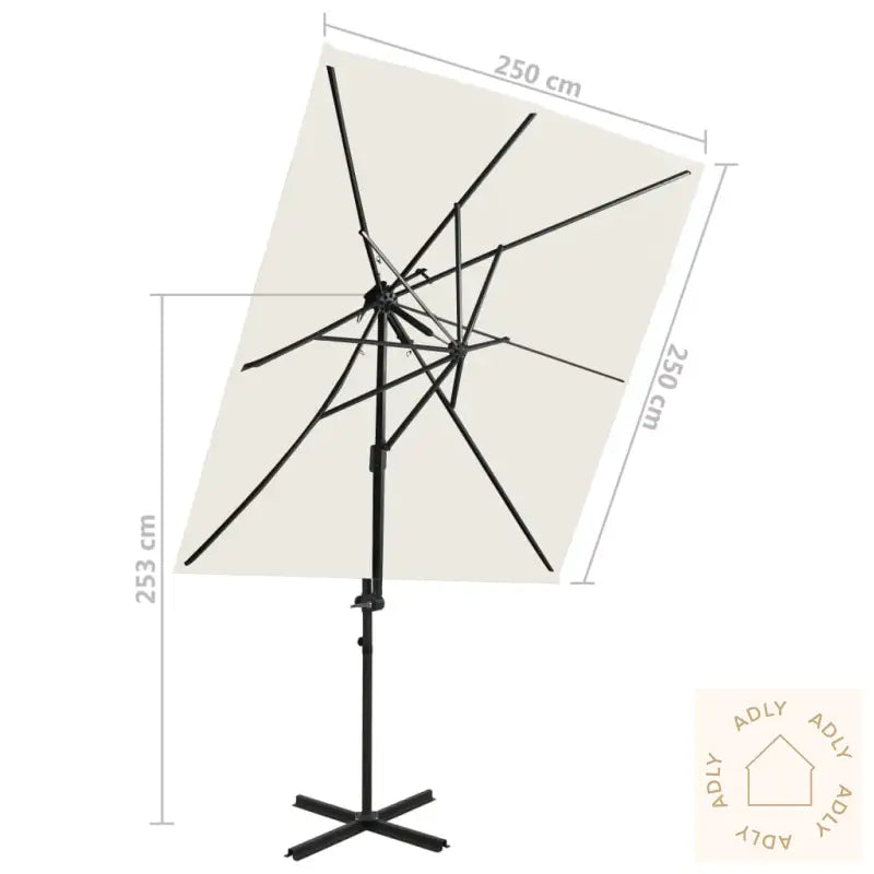 Hengende Hageparasoll Med Dobbel Topp Sand 250X250 Cm