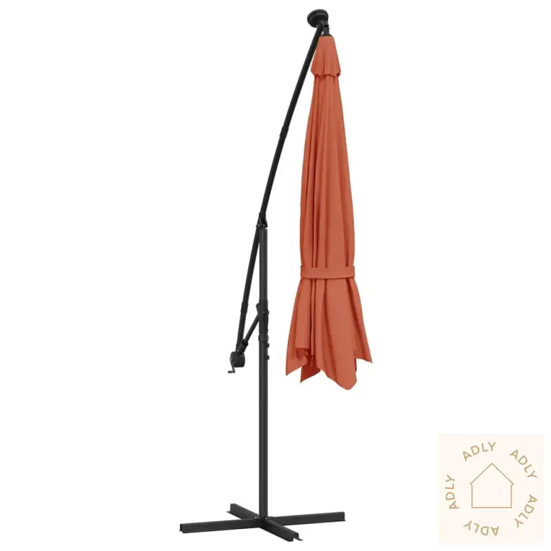 Hengende Hageparasoll Med Led-Lys Terrakotta 350 Cm