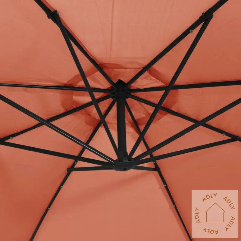 Hengende Hageparasoll Med Led-Lys Terrakotta 350 Cm