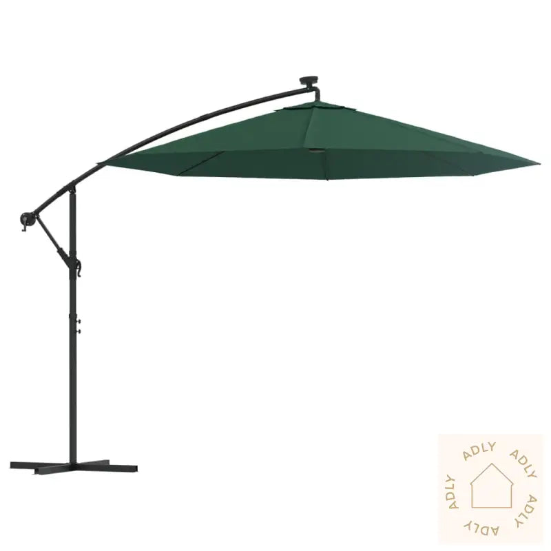Hengeparasoll Med Led-Lys 300 Cm Grønn Metallstang