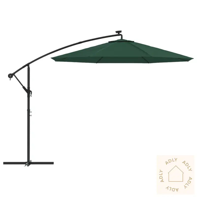 Hengeparasoll Med Led-Lys 300 Cm Grønn Metallstang