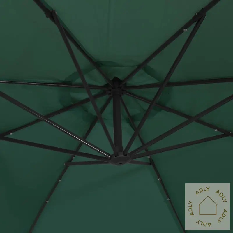Hengeparasoll Med Led-Lys 300 Cm Grønn Metallstang