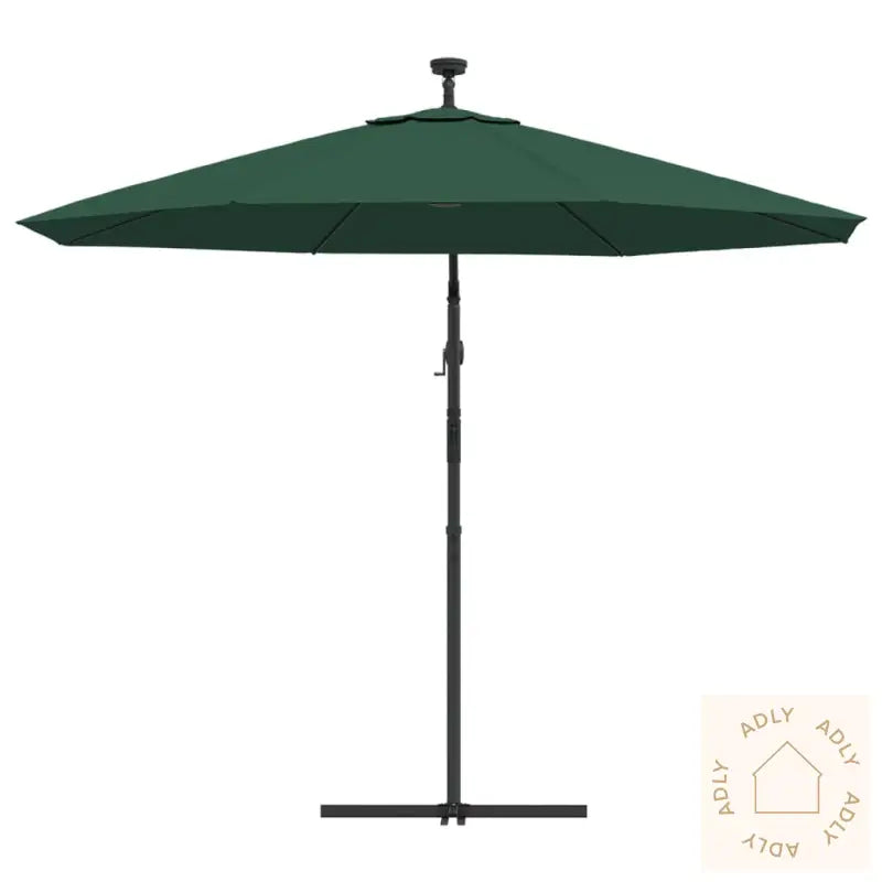 Hengeparasoll Med Led-Lys 300 Cm Grønn Metallstang