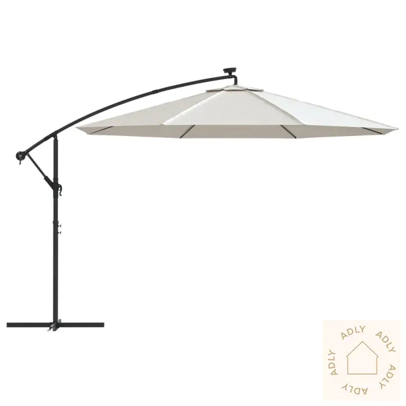 Hengende Hageparasoll Med Led-Lys Og Metallstang 350 Cm Sand