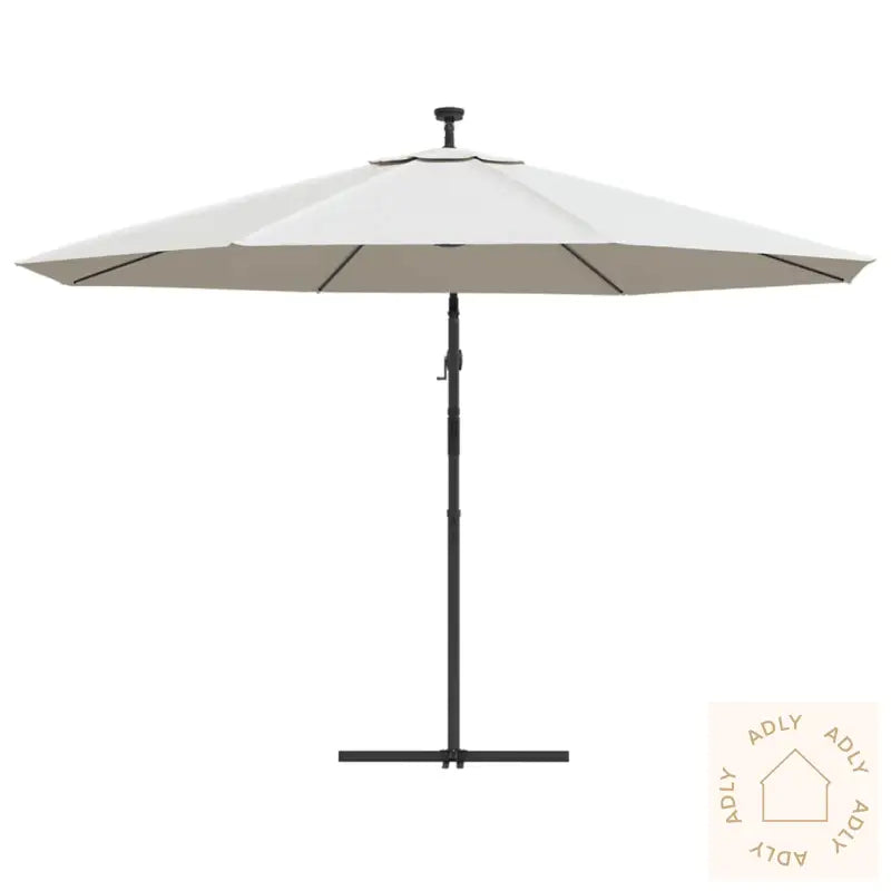 Hengende Hageparasoll Med Led-Lys Og Metallstang 350 Cm Sand