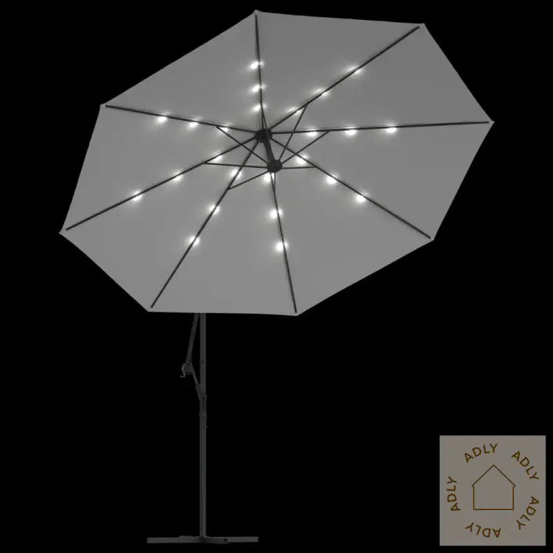 Hengende Hageparasoll Med Led-Lys Og Metallstang 350 Cm Sand