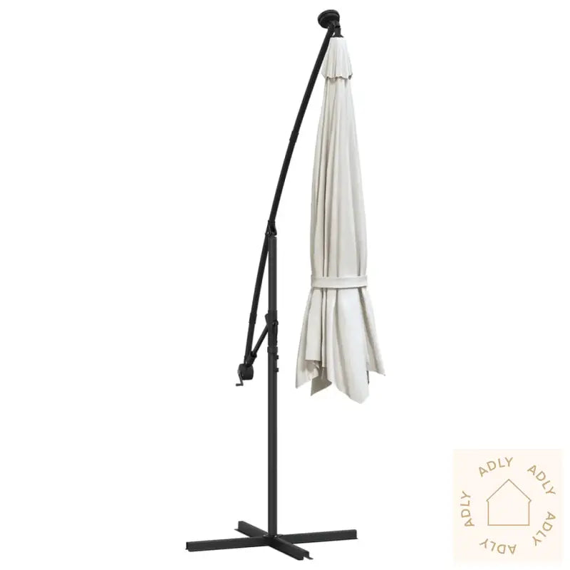 Hengende Hageparasoll Med Led-Lys Og Metallstang 350 Cm Sand