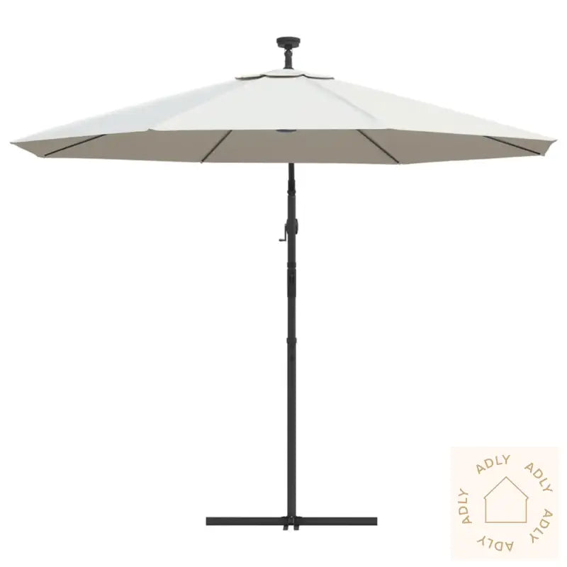 Hengeparasoll Med Led-Lys 300 Cm Sand Metallstang