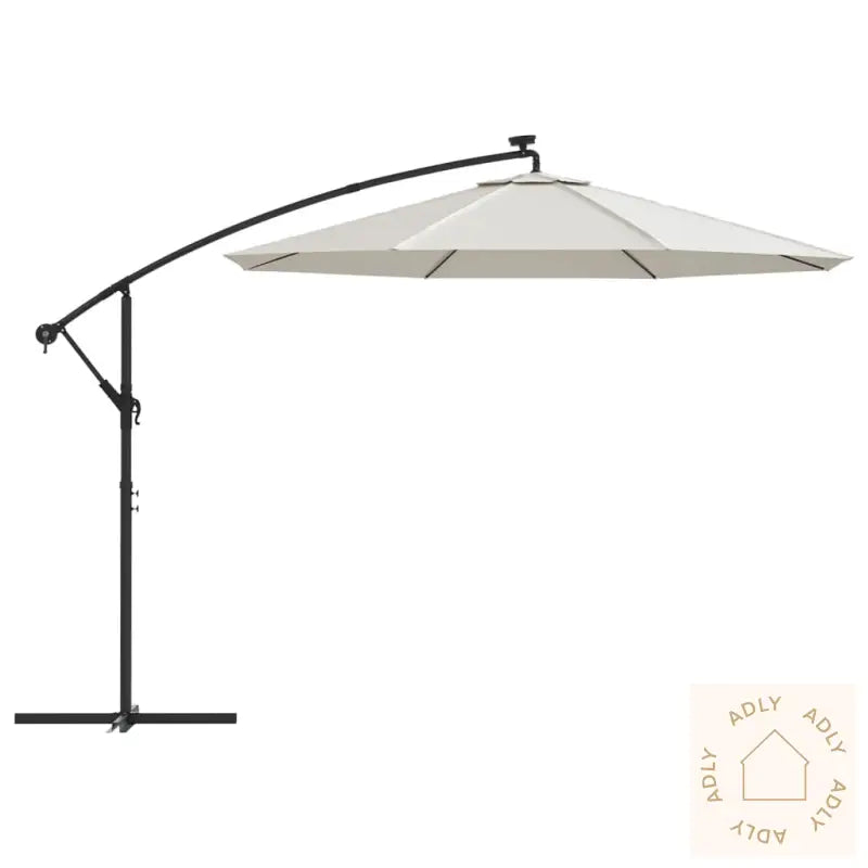 Hengeparasoll Med Led-Lys 300 Cm Sand Metallstang