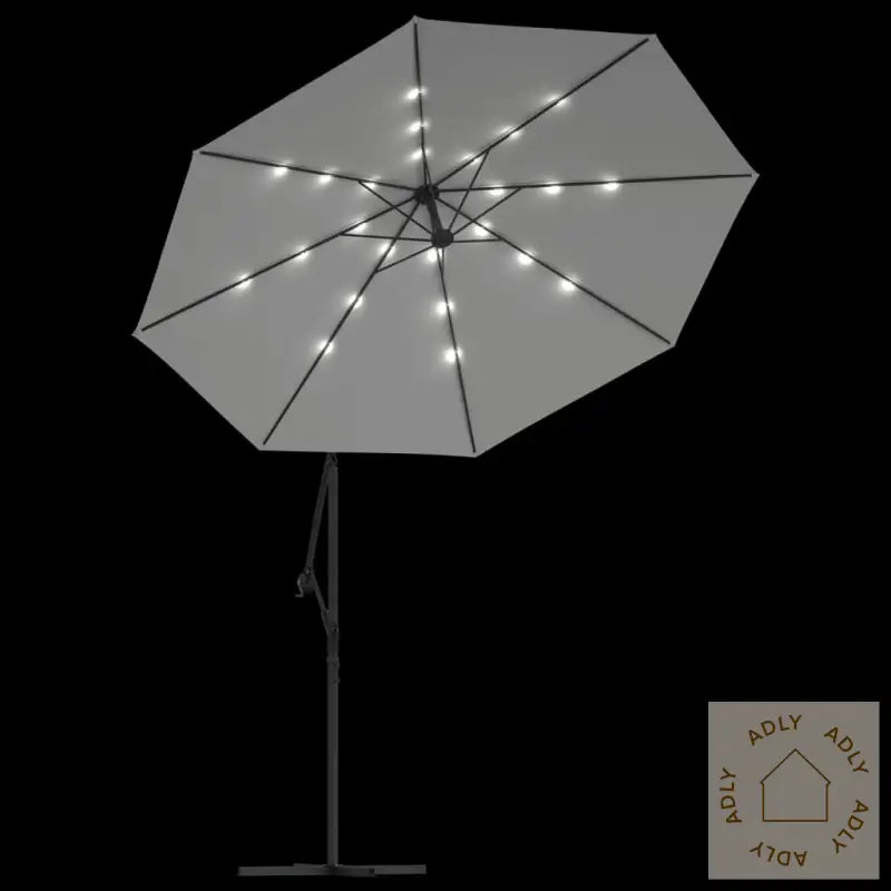 Hengeparasoll Med Led-Lys 300 Cm Sand Metallstang