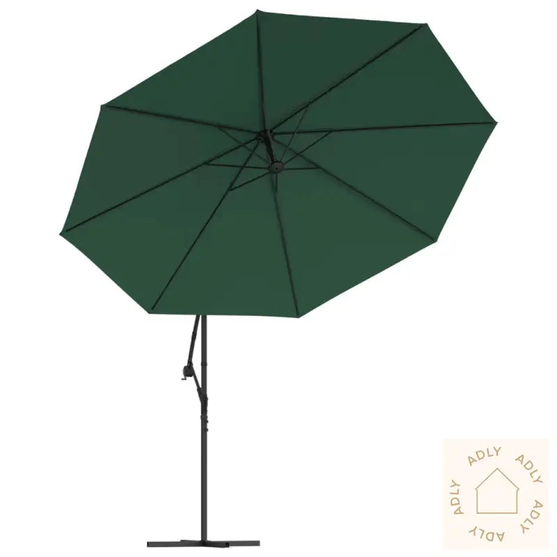 Hengende Hageparasoll Med Led-Lys Og Metallstang 350 Cm Grønn
