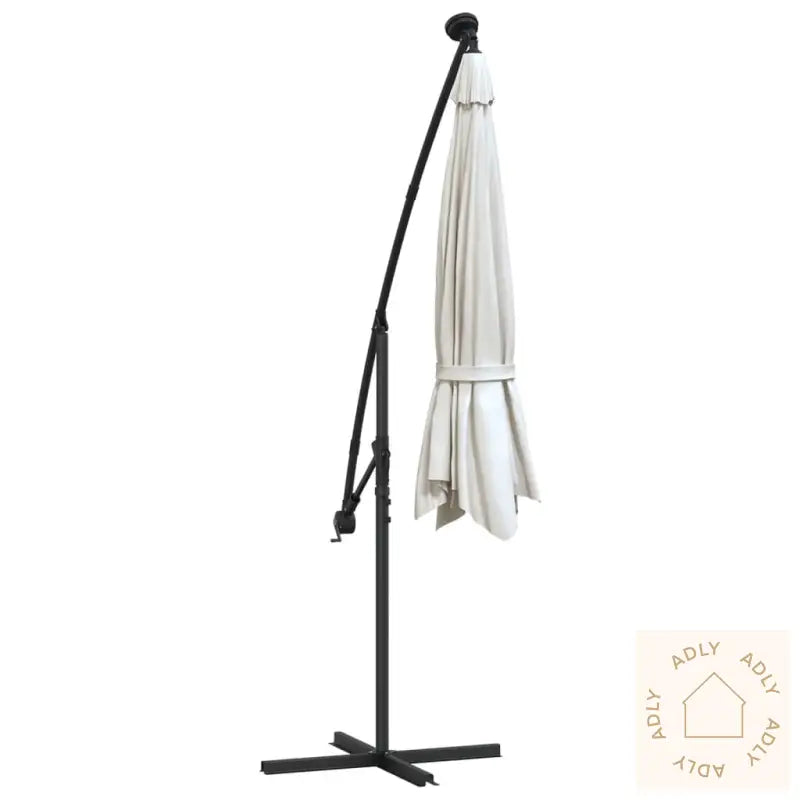 Hengeparasoll Med Led-Lys 300 Cm Sand Metallstang