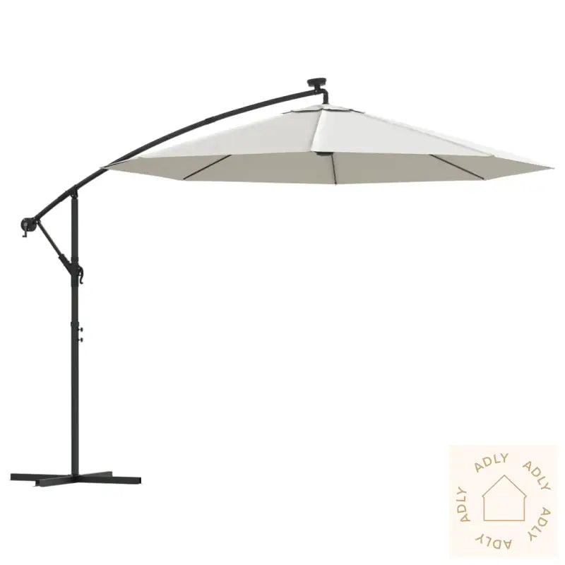 Hengeparasoll Med Led-Lys 300 Cm Sand Metallstang