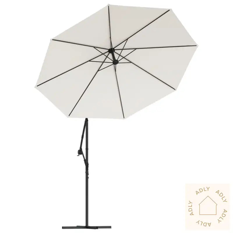 Hengeparasoll Med Led-Lys 300 Cm Sand Metallstang