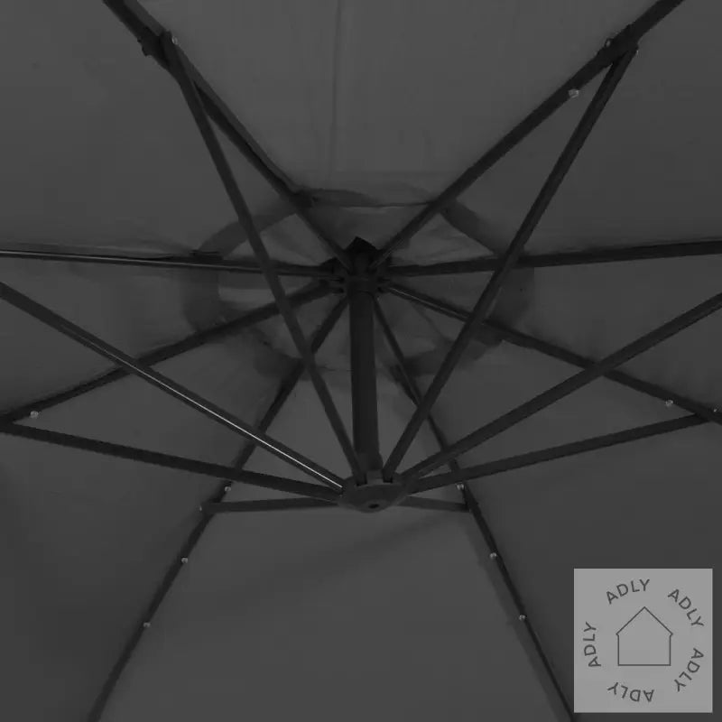 Hengende Hageparasoll Med Led Og Metallstang 350 Cm Antrasitt