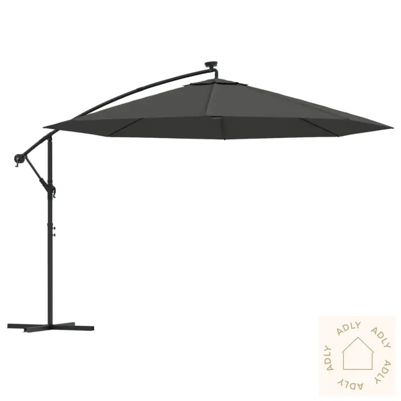 Hengende Hageparasoll Med Led Og Metallstang 350 Cm Antrasitt
