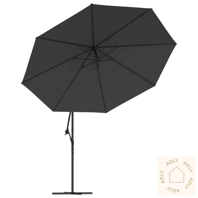 Hengende Hageparasoll Med Led-Lys Svart 350 Cm