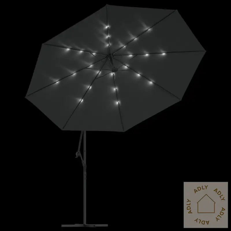 Hengende Hageparasoll Med Led Og Metallstang 350 Cm Antrasitt