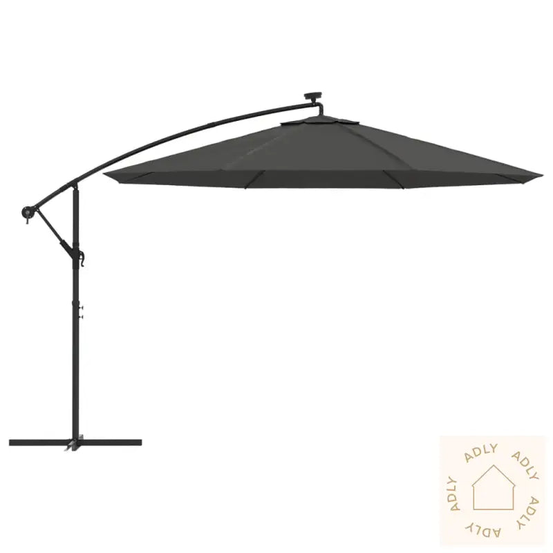 Hengende Hageparasoll Med Led Og Metallstang 350 Cm Antrasitt