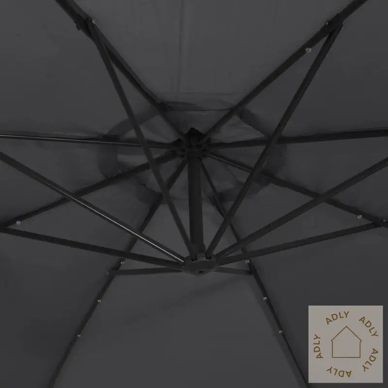 Hengende Hageparasoll Med Led-Lys Svart 350 Cm