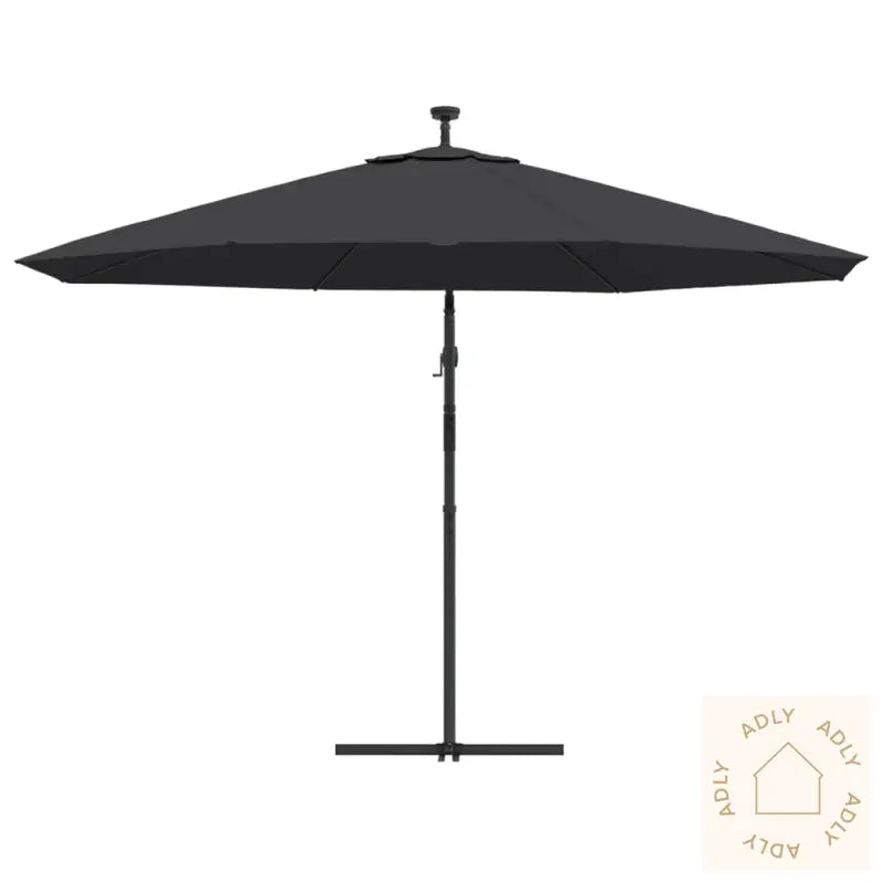 Hengende Hageparasoll Med Led-Lys Svart 350 Cm