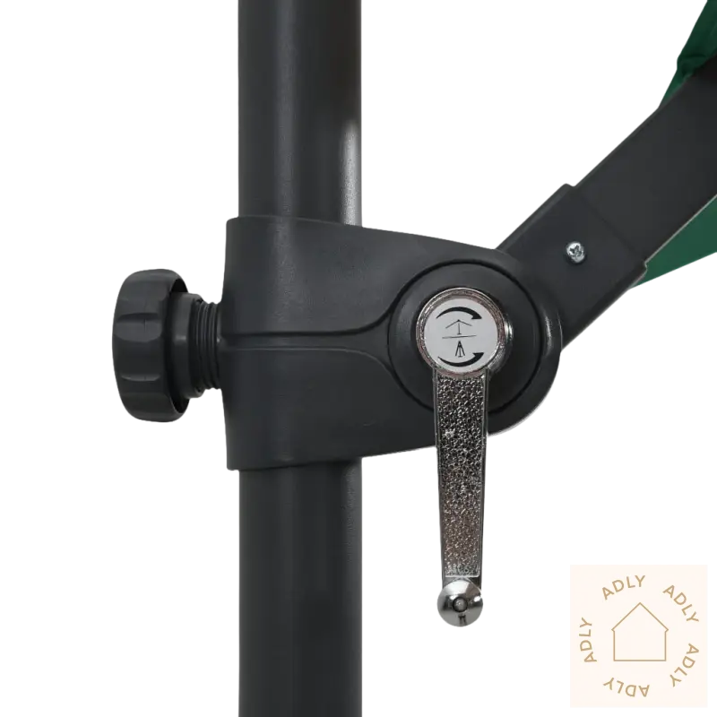 Umbrella pole adjustment mekanisme på elegant hengeparasoll med LED-lys for hagemøbler