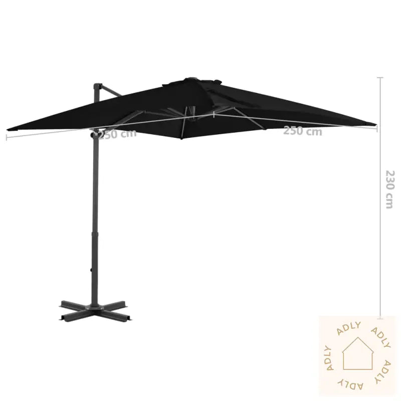 Hengende Hageparasoll Med Aluminiumsstang Svart 250X250 Cm