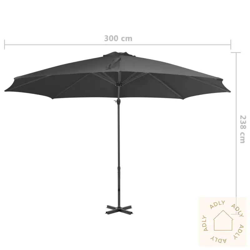 Hengende Hageparasoll Med Aluminiumsstang Antrasitt 300 Cm