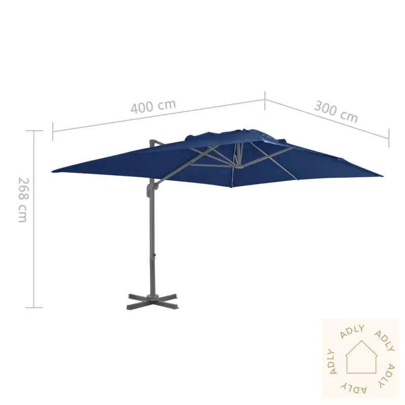 Hengeparasoll Med Aluminiumstang 4X3 M Asurblå