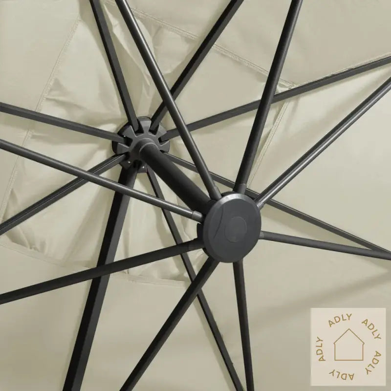 Hengende Hageparasoll Med Stang Og Led-Lys 300 Cm Sand