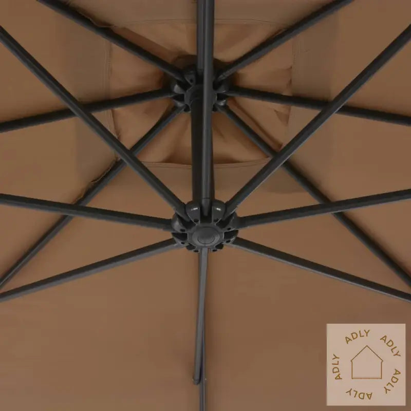 Hengende Hageparasoll Med Trestang 300 Cm Gråbrun