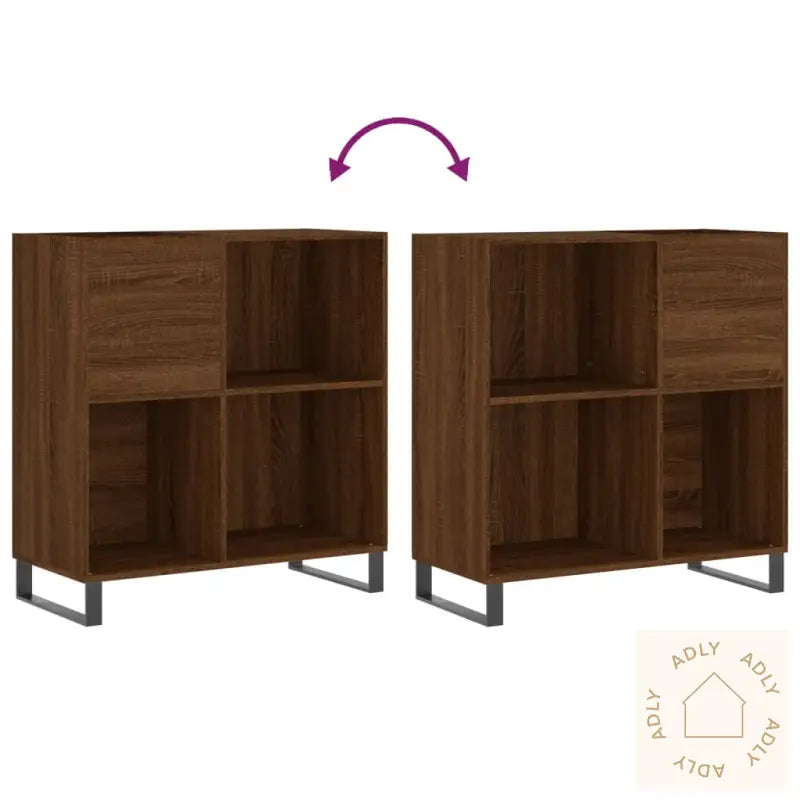 Hifi-Benk Brun Eik 84,5X38X89 Cm Konstruert Tre