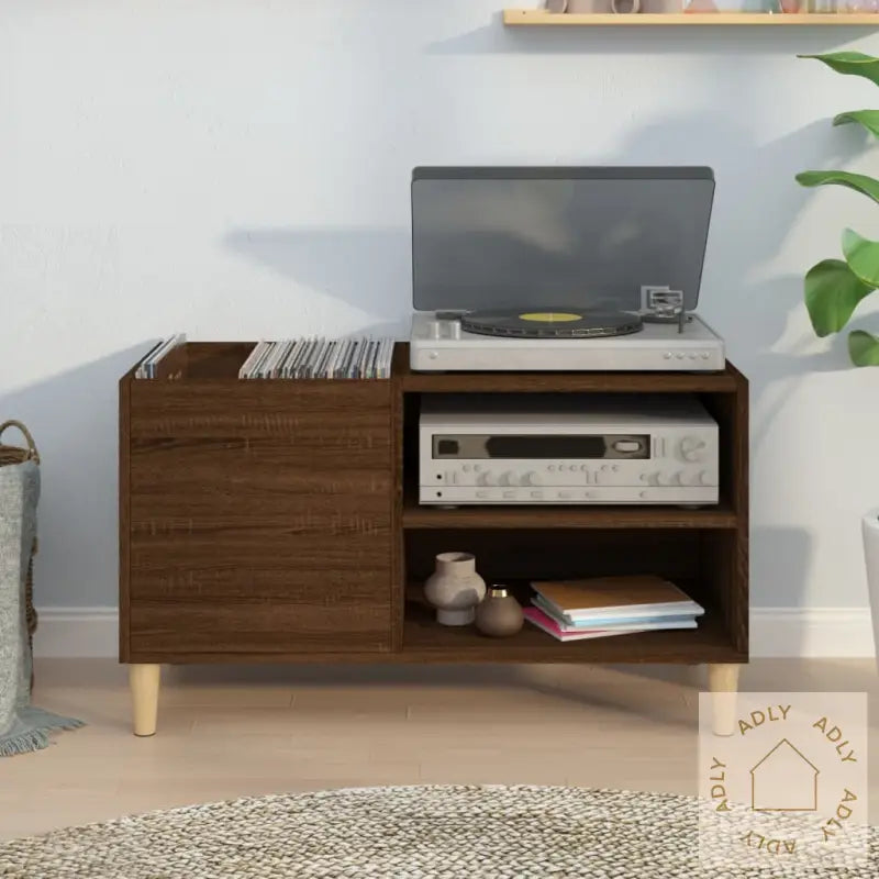 Hifi-Benk Brun Eik 84,5X38X48 Cm Konstruert Tre