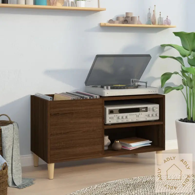 Hifi-Benk Brun Eik 84,5X38X48 Cm Konstruert Tre