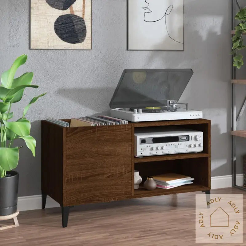 Hifi-Benk Brun Eik 84,5X38X48 Cm Konstruert Tre
