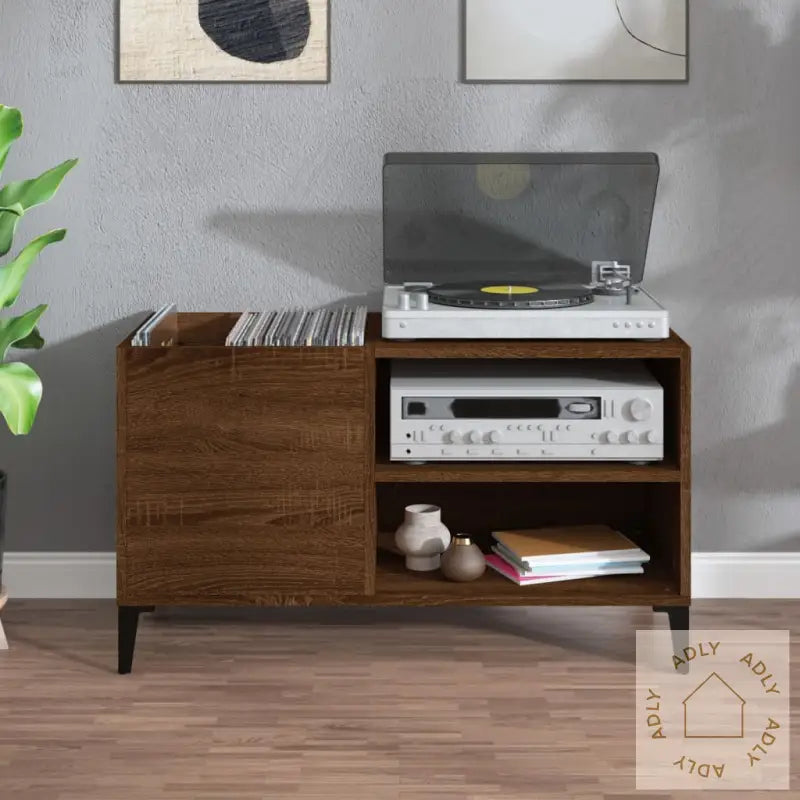 Hifi-Benk Brun Eik 84,5X38X48 Cm Konstruert Tre