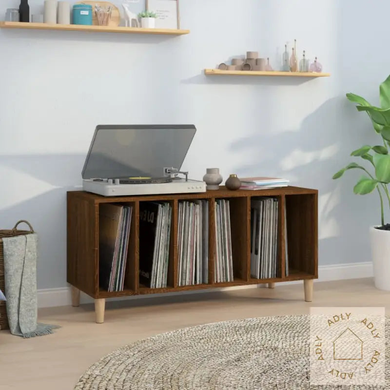 Hifi-Benk Brun Eik 100X38X48 Cm Konstruert Tre