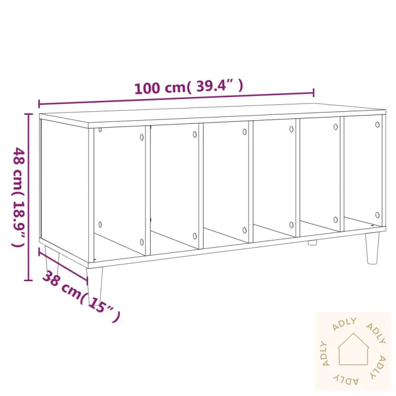 Hifi-Benk Brun Eik 100X38X48 Cm Konstruert Tre