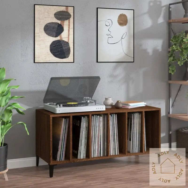 Hifi-Benk Brun Eik 100X38X48 Cm Konstruert Tre